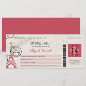Invitation Baby shower Vintage Paris Boarding Pass (Devant / Derrière)