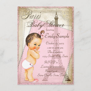 Invitation Baby Shower Vintage Paris Fille