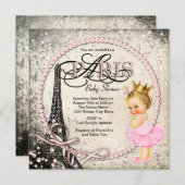 Invitation Baby shower vintage Paris Pearl (Devant / Derrière)
