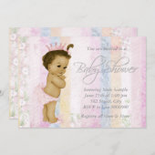 Invitation Baby shower vintage Pastel Rainbow (Devant / Derrière)