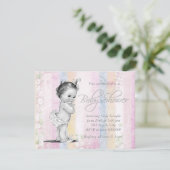 Invitation Baby shower vintage Pastel Rainbow (Debout devant)