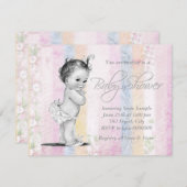 Invitation Baby shower vintage Pastel Rainbow (Devant / Derrière)