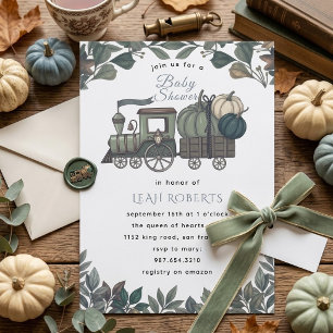 Invitation Baby Shower Vintage Petit Train de Citrouilles d'A