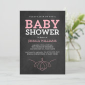 Invitation Baby shower Vintage Pink Chalkboard (Debout devant)