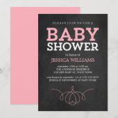 Invitation Baby shower Vintage Pink Chalkboard (Devant / Derrière)