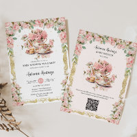 Baby shower vintage Pink Floral High Tea Party