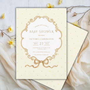 Invitation Baby shower vintage Polka Dot Jaune Aquarelle