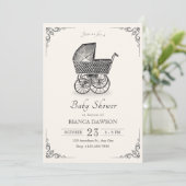 Invitation baby shower vintage pour bébé (Debout devant)