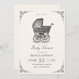 Invitation baby shower vintage pour bébé