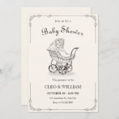 Invitation baby shower vintage pour bébé (Devant / Derrière)