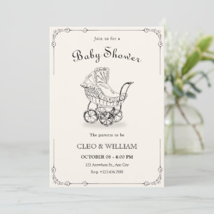 Invitation baby shower vintage pour bébé