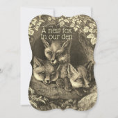 Invitation baby shower vintage pour bébé renard forêt (Devant)