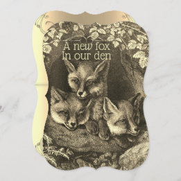 Invitation baby shower vintage pour bébé renard forêt