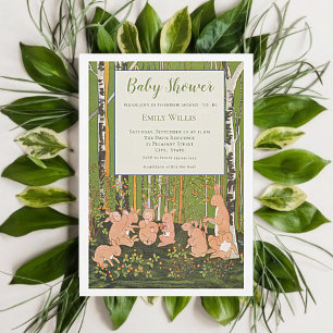 Invitation Baby shower vintage pour enfants lapin