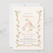 Invitation Baby shower vintage pour fille rose (Devant)