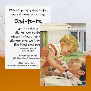 Invitation Baby shower vintage pour Homme, Douche Homme, Dadc