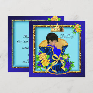 Invitation Baby Shower Vintage Prince Garçon Afro-Américain