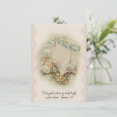 Invitation Baby shower Vintage religieux catholique (Debout devant)