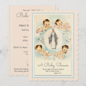 Invitation Baby shower Vintage religieux catholique (Devant / Derrière)