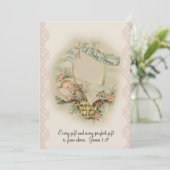 Invitation Baby shower Vintage religieux chrétien (Debout devant)