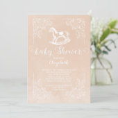 Invitation Baby shower vintage Rocking Horse (Debout devant)
