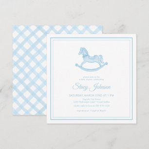 Invitation Baby shower vintage Rocking Horse Boy
