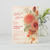 Invitation Baby shower Vintage romantique (Debout devant)