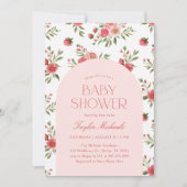 Invitation Baby shower vintage rose (Devant)
