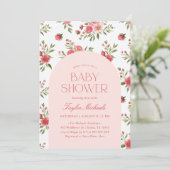 Invitation Baby shower vintage rose (Debout devant)