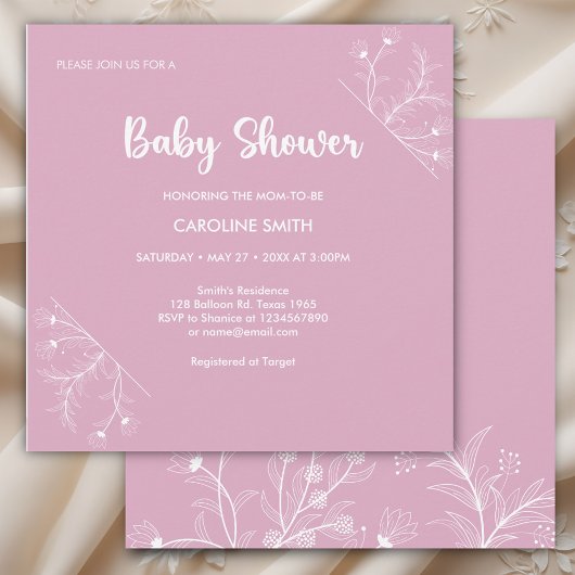 Invitation Baby shower Vintage rose