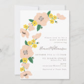 Invitation Baby shower vintage rose et jaune (Devant)