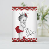 Invitation Baby shower Vintage rouge (Debout devant)