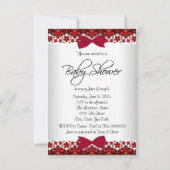 Invitation Baby shower Vintage rouge (Dos)