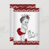 Invitation Baby shower Vintage rouge (Devant / Derrière)