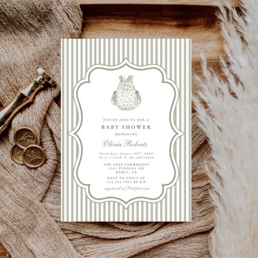 Invitation Baby shower Vintage Sage Farmhouse