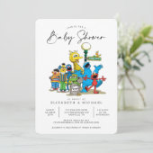 Invitation Baby shower vintage Sesame Street Pals (Debout devant)