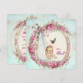Invitation Baby shower Vintage Shabby (Devant / Derrière)