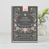 Invitation Baby shower vintage Storybook (Debout devant)