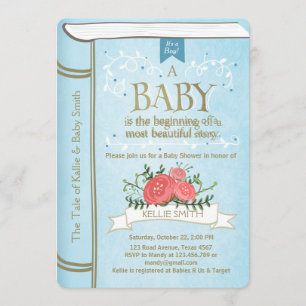 Invitation Baby shower vintage Storybook Boy Blue