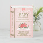Invitation Baby shower vintage Storybook Pink Gold (Debout devant)