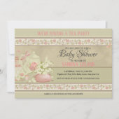 Invitation Baby shower vintage Tea Party (Devant)
