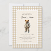 Invitation Baby shower vintage Teddy (Devant)