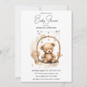 Invitation Baby shower vintage Teddy Bear (Devant)