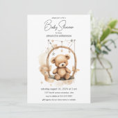 Invitation Baby shower vintage Teddy Bear (Debout devant)