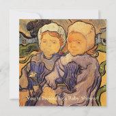 Invitation Baby shower vintage, Van Gogh, Deux enfants (Devant)