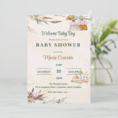 Invitation Baby shower vintage Vêtements pour bébés Invitatio (Debout devant)