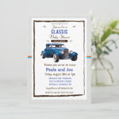 Invitation Baby shower Vintage voiture classique (Debout devant)