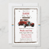 Invitation Baby shower Vintage voiture classique (Devant)