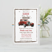 Invitation Baby shower Vintage voiture classique (Debout devant)