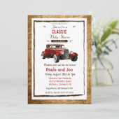 Invitation Baby shower Vintage voiture classique (Debout devant)